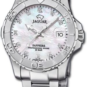 Jaggy Quarzuhr "Jaguar Edelstahl Damen Uhr J870/1 Analog", (Analoguhr), Damenuhr mit Edelstahlarmband, rundes Gehäuse, mittel (ca. 34mm), Fashion-Style, Made-In Swiss