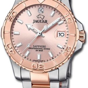 Jaggy Quarzuhr "Jaguar Edelstahl Damen Uhr J871/4 Analog", (Analoguhr), Damenuhr mit Edelstahlarmband, rundes Gehäuse, mittel (ca. 34mm), Fashion-Style, Made-In Swiss