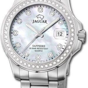 Jaggy Quarzuhr "Jaguar Edelstahl Damen Uhr J892/1 Analog", (Analoguhr), Damenuhr mit Edelstahlarmband, rundes Gehäuse, mittel (ca. 34mm), Fashion-Style, Made-In Swiss