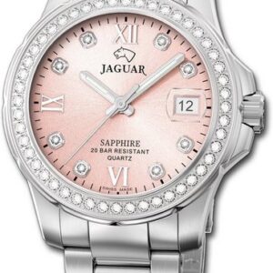 Jaggy Quarzuhr "Jaguar Edelstahl Damen Uhr J892/2 Analog", (Analoguhr), Damenuhr mit Edelstahlarmband, rundes Gehäuse, mittel (ca. 34mm), Fashion-Style, Made-In Swiss