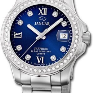 Jaggy Quarzuhr "Jaguar Edelstahl Damen Uhr J892/3 Analog", (Analoguhr), Damenuhr mit Edelstahlarmband, rundes Gehäuse, mittel (ca. 34mm), Fashion-Style, Made-In Swiss