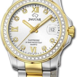 Jaggy Quarzuhr "Jaguar Edelstahl Damen Uhr J893/1 Analog", (Analoguhr), Damenuhr mit Edelstahlarmband, rundes Gehäuse, mittel (ca. 34mm), Fashion-Style, Made-In Swiss
