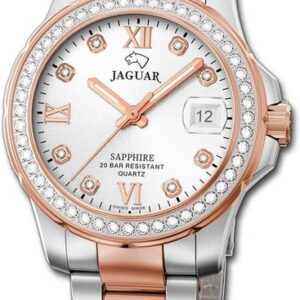 Jaggy Quarzuhr "Jaguar Edelstahl Damen Uhr J894/1 Analog", (Analoguhr), Damenuhr mit Edelstahlarmband, rundes Gehäuse, mittel (ca. 34mm), Fashion-Style, Made-In Swiss