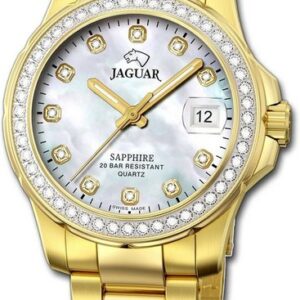 Jaggy Quarzuhr "Jaguar Edelstahl Damen Uhr J895/1 Analog", (Analoguhr), Damenuhr mit Edelstahlarmband, rundes Gehäuse, mittel (ca. 34mm), Fashion-Style, Made-In Swiss