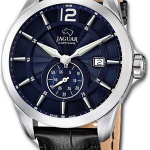 Jaggy Quarzuhr "Jaguar Leder Herren Uhr J663/2 Elegant", (Analoguhr), Herrenuhr mit Lederarmband, rundes Gehäuse, groß (ca. 43mm), Elegant-Style