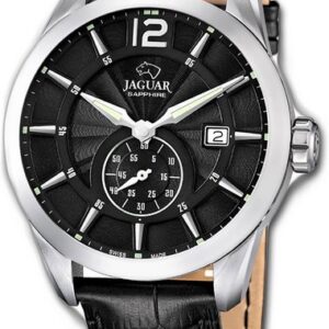 Jaggy Quarzuhr "Jaguar Leder Herren Uhr J663/4 Elegant", (Analoguhr), Herrenuhr mit Lederarmband, rundes Gehäuse, groß (ca. 43mm), Elegant-Style
