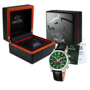 Jaguar Chronograph "Jaguar Herren Armbanduhr ACM", (Armbanduhr), Herrenuhr rund, groß (ca. 43mm), Edelstahl, Lederarmband, Sport-Style