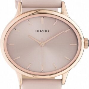 OOZOO Quarzuhr "Damenuhr C11052 Oval Rosa Rose Lederband 42 mm"
