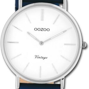 OOZOO Quarzuhr "Oozoo Damen Armbanduhr Ultra Slim", (Analoguhr), Damenuhr mit Lederarmband, rundes Gehäuse, groß (ca. 40mm), Casual-Style