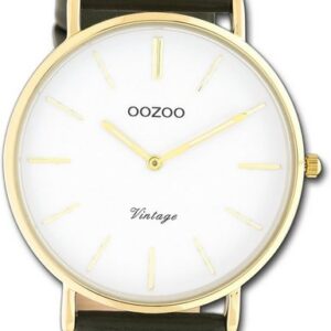 OOZOO Quarzuhr "Oozoo Damen Armbanduhr Ultra Slim", (Analoguhr), Damenuhr mit Lederarmband, rundes Gehäuse, groß (ca. 40mm), Casual-Style