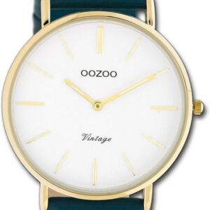 OOZOO Quarzuhr "Oozoo Damen Armbanduhr Ultra Slim", (Analoguhr), Damenuhr mit Lederarmband, rundes Gehäuse, mittel (ca. 36mm), Casual-Style