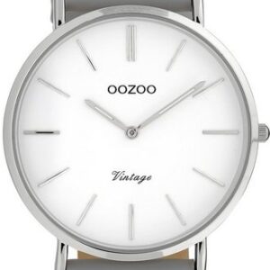 OOZOO Quarzuhr "Oozoo Damen Armbanduhr grau Analog C20082", (Armbanduhr), Damenuhr rund, mittel (ca. 32mm), Lederarmband, Fashion-Style