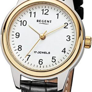 Regent Quarzuhr "Regent Leder Damen Uhr F-958 Handaufzug", (Analoguhr), Damenuhr mit Lederarmband, rundes Gehäuse, mittel (ca. 31mm), Elegant-Style