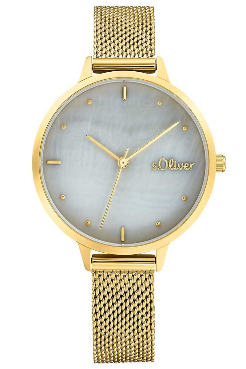 s.Oliver 2033512 Damen-Armbanduhr Goldfarben