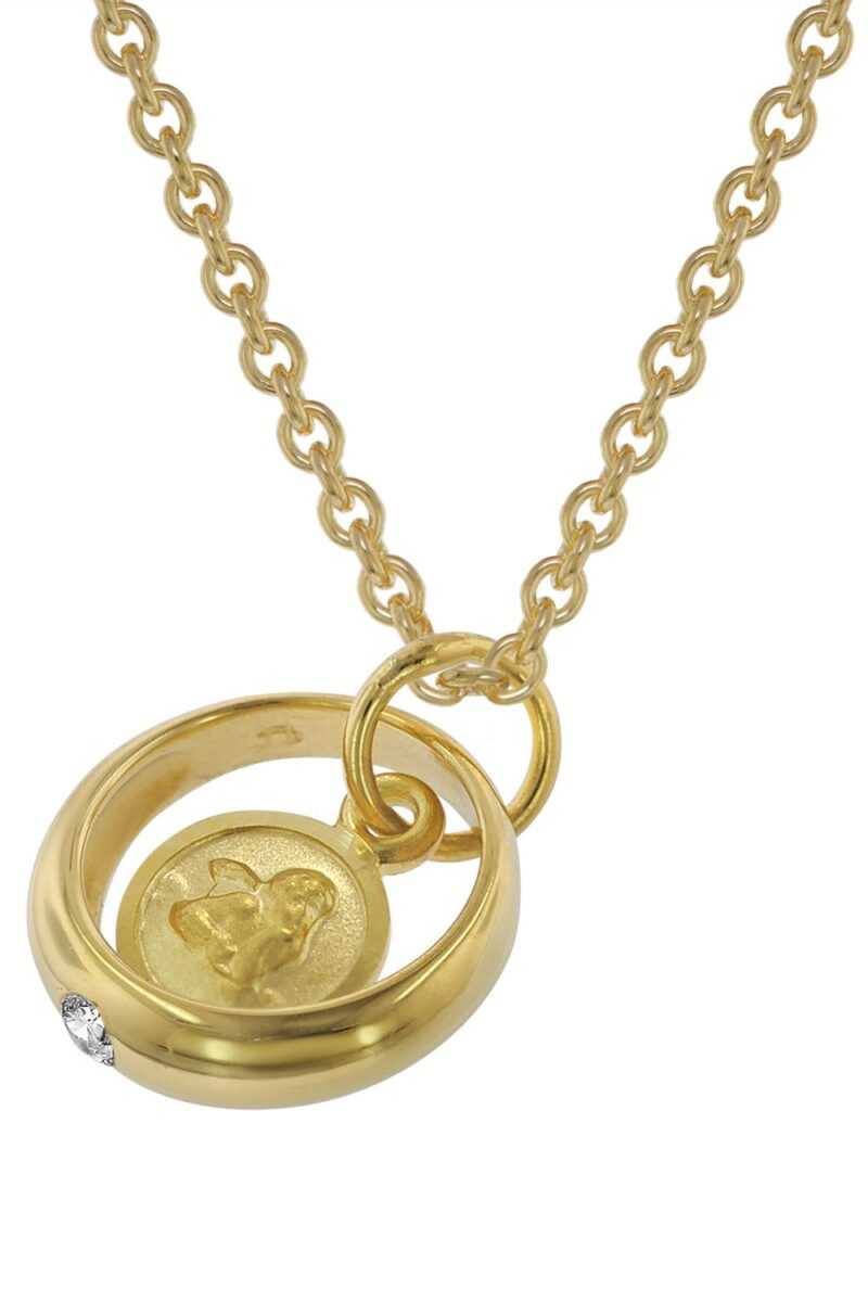 trendor 75954 Halskette mit Amor-Taufring Gold auf Silber