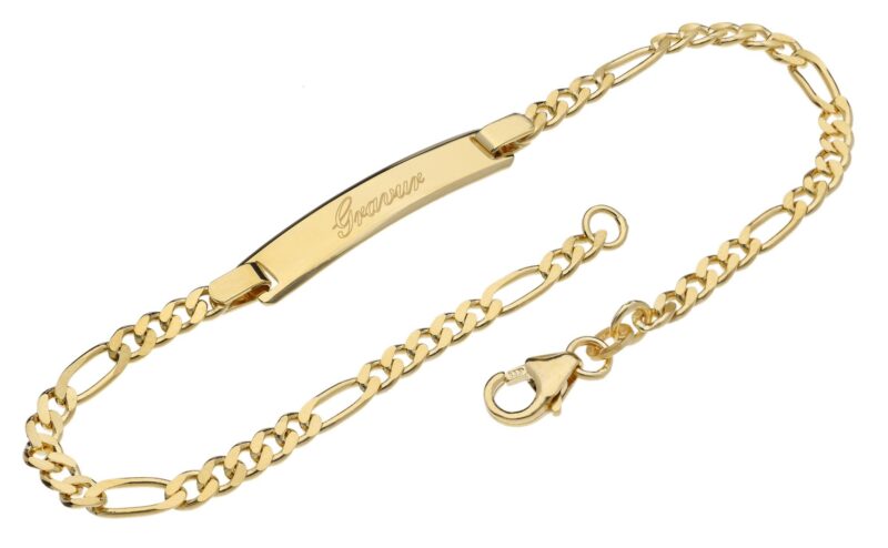 trendor 15288 Gravur-Armband für Junge Damen Gold 333/8K Figaroband 18,5 cm
