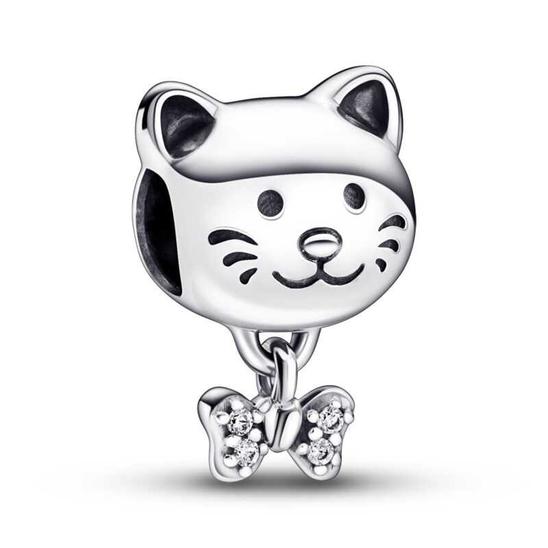 Pandora 792255C01 Silber Charm Haustier Katze mit Schleife