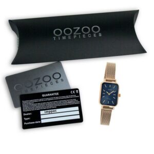 OOZOO Quarzuhr "Oozoo Damen Armbanduhr Vintage Series", (Armbanduhr), Damenuhr eckig, extra groß (ca. 26x21mm), Metall, Mesharmband, Fashion-Style