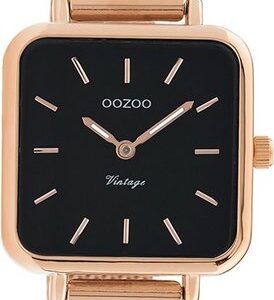 OOZOO Quarzuhr "Oozoo Damen Armbanduhr Vintage Series", (Armbanduhr), Damenuhr eckig, extra groß (ca. 26x26mm), Metall, Mesharmband, Fashion-Style