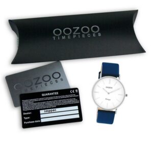 OOZOO Quarzuhr "Oozoo Damen Armbanduhr dunkelblau Analog", (Armbanduhr), Damenuhr rund, groß (ca. 40mm), Lederarmband, Casual-Style