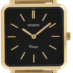 OOZOO Quarzuhr "Oozoo Damen Armbanduhr gold", (Armbanduhr), Damenuhr eckig, klein (ca. 29mm), Edelstahlarmband, Fashion-Style