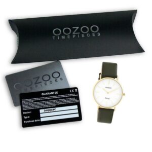 OOZOO Quarzuhr "Oozoo Damen Armbanduhr olivgrün Analog", (Armbanduhr), Damenuhr rund, mittel (ca. 36mm), Lederarmband, Casual-Style