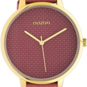 OOZOO Quarzuhr "Oozoo Damen Armbanduhr rosa Analog C10591", (Armbanduhr), Damenuhr rund, groß (ca. 42mm), Lederarmband, Fashion-Style