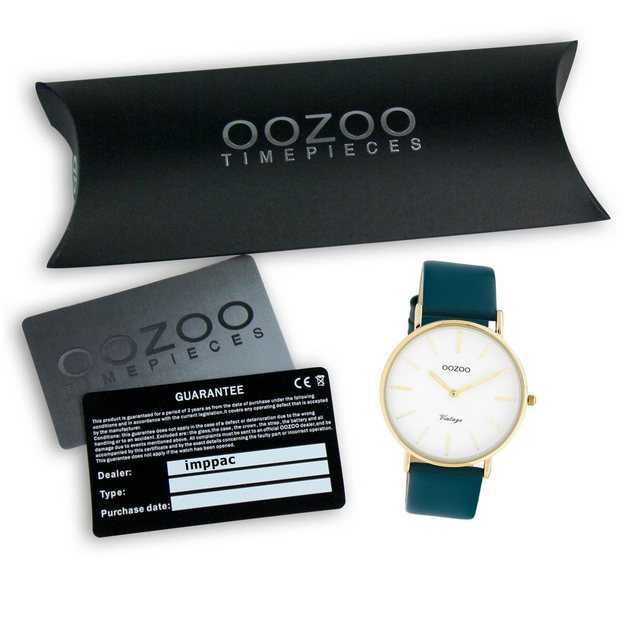 OOZOO Quarzuhr "Oozoo Damen Armbanduhr türkis Analog", (Armbanduhr), Damenuhr rund, groß (ca. 40mm), Lederarmband, Casual-Style