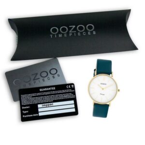 OOZOO Quarzuhr "Oozoo Damen Armbanduhr türkis Analog", (Armbanduhr), Damenuhr rund, mittel (ca. 36mm), Lederarmband, Casual-Style
