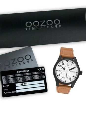 OOZOO Quarzuhr "Oozoo Herren Armbanduhr Timepieces", (Armbanduhr), Herrenuhr rund, groß (ca. 42mm), Lederarmband, Casual-Style