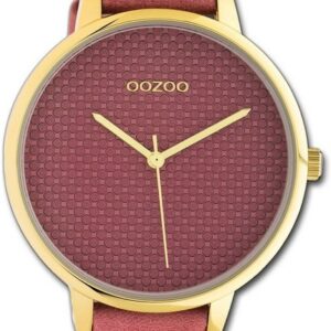 OOZOO Quarzuhr "Oozoo Leder Damen Uhr C10591 Analog", (Analoguhr), Damenuhr mit Lederarmband, rundes Gehäuse, groß (ca. 42mm), Fashion-Style