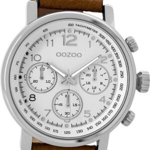 OOZOO Quarzuhr "Oozoo Leder Herren Uhr C9455 Quarzuhr", (Analoguhr), Herrenuhr mit Lederarmband, rundes Gehäuse, extra groß (ca. 48mm), Fashion-Style
