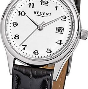 Regent Quarzuhr Regent Leder Damen Uhr F-833 Quarzuhr, (Analoguhr), Damenuhr mit Lederarmband, rundes Gehäuse, klein (ca. 28mm), Elegant-Style