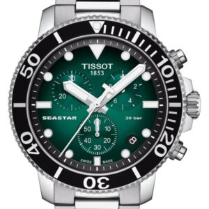 TISSOT® SEASTAR 1000 Chrono grün Herrenuhr - T120.417.11.091.01 - Silber-Grün - Quarz-Uhrwerk - Chronograph
