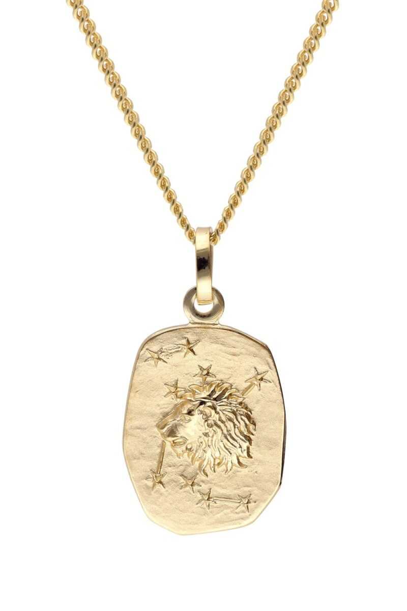 trendor 15436-08 Löwe Sternzeichen Gold 585 / 14K mit vergoldeter Silberkette