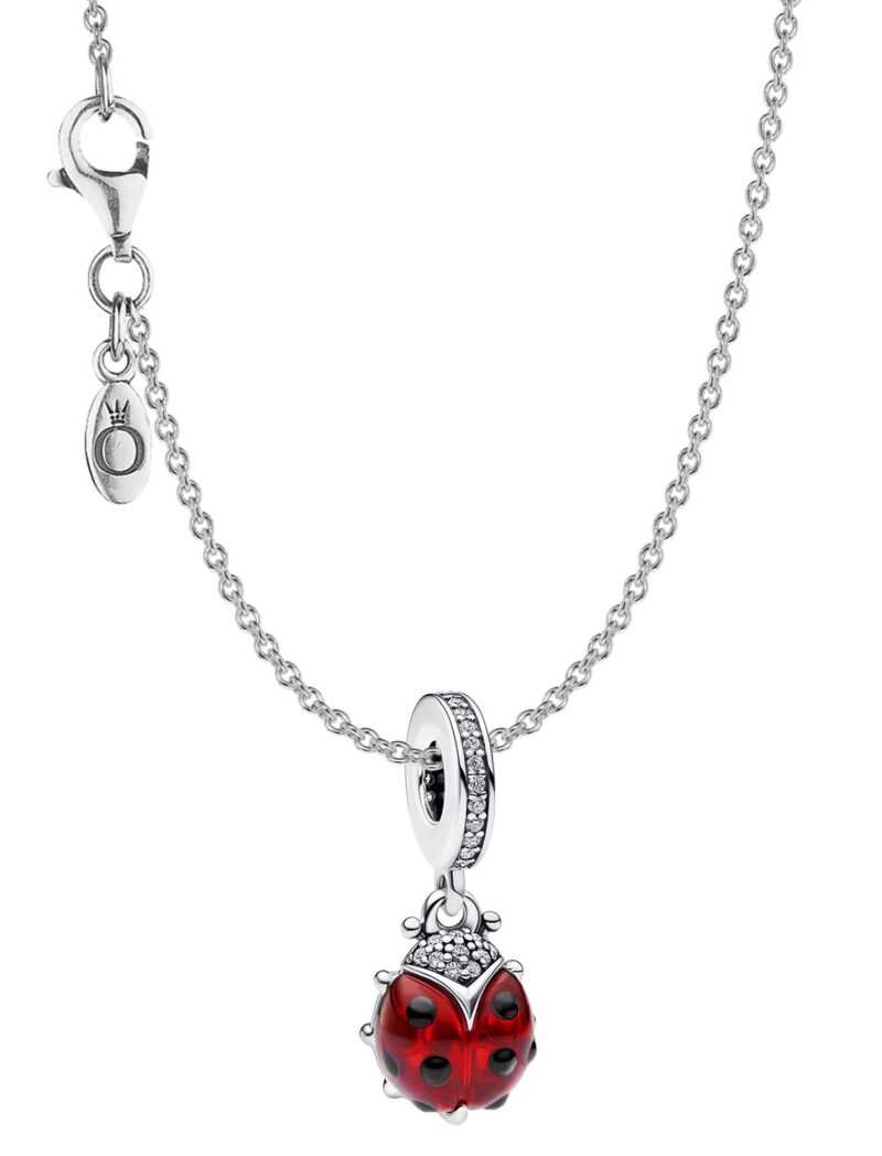 Pandora 15510 Damen-Halskette Roter Marienkäfer Silber