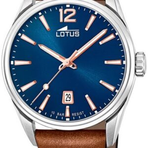 Lotus Quarzuhr LOTUS Herren Uhr Elegant 18693/2 Leder, (Armbanduhr), Herrenuhr rund, groß (ca. 42mm) Lederarmband braun