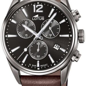 Lotus Quarzuhr LOTUS Herren Uhr Sport 18683/1 Leder, (Armbanduhr), Herrenuhr rund, groß (ca. 42mm) Lederarmband braun
