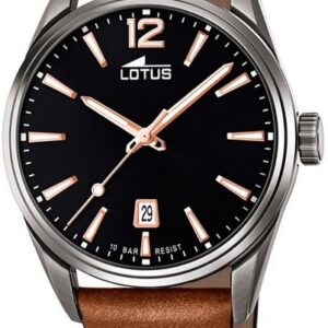 Lotus Quarzuhr LOTUS Herren Uhr Sport 18685/2 Leder, (Armbanduhr), Herrenuhr rund, groß (ca. 42mm) Lederarmband braun