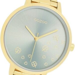 OOZOO Quarzuhr Oozoo Damen Armbanduhr Timepieces, (Analoguhr), Damenuhr Edelstahlarmband gold, rundes Gehäuse, groß (ca. 42mm)