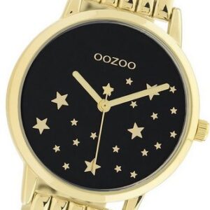 OOZOO Quarzuhr Oozoo Damen Armbanduhr Timepieces, (Analoguhr), Damenuhr Edelstahlarmband gold, rundes Gehäuse, mittel (ca. 34mm)