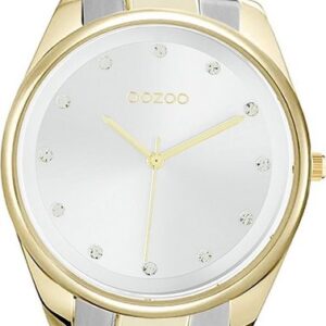 OOZOO Quarzuhr Oozoo Damen Armbanduhr Timepieces, (Analoguhr), Damenuhr Edelstahlarmband silber-gold, rundes Gehäuse mittel (ca 38mm)