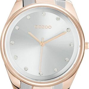 OOZOO Quarzuhr Oozoo Damen Armbanduhr Timepieces, (Analoguhr), Damenuhr Edelstahlarmband silber-rosé, rundes Gehäuse,mittel (ca 38mm)
