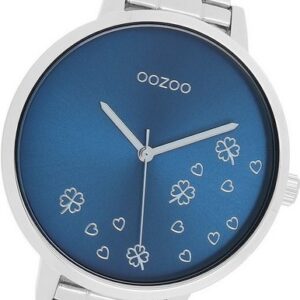 OOZOO Quarzuhr Oozoo Damen Armbanduhr Timepieces, (Analoguhr), Damenuhr Edelstahlarmband silber, rundes Gehäuse, groß (ca. 42mm)