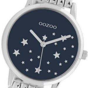 OOZOO Quarzuhr Oozoo Damen Armbanduhr Timepieces, (Analoguhr), Damenuhr Edelstahlarmband silber, rundes Gehäuse, mittel (ca. 34mm)