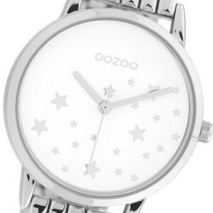 OOZOO Quarzuhr Oozoo Damen Armbanduhr Timepieces, (Analoguhr), Damenuhr Edelstahlarmband silber, rundes Gehäuse, mittel (ca. 34mm)