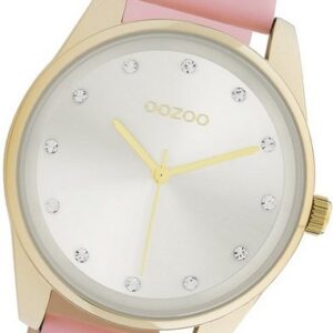OOZOO Quarzuhr Oozoo Damen Armbanduhr Timepieces, (Analoguhr), Damenuhr Lederarmband pink, rundes Gehäuse, mittel (ca. 38mm)