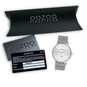 OOZOO Quarzuhr Oozoo Herren Armbanduhr silber Analog, (Armbanduhr), Herrenuhr rund, groß (ca. 40mm) Edelstahlarmband, Fashion-Style