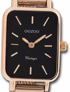 OOZOO Quarzuhr Oozoo Damen Armbanduhr Vintage Series, (Analoguhr), Damenuhr rosegold, rechteckiges Gehäuse, klein (ca. 21x26mm)
