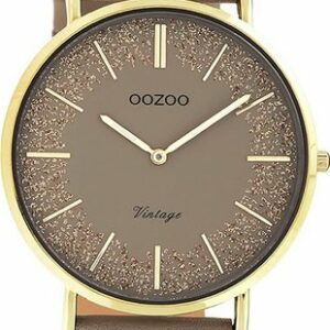 OOZOO Quarzuhr Oozoo Damen Armbanduhr Vintage Series, (Armbanduhr), Damenuhr rund, mittel (ca. 32mm) Lederarmband, Fashion-Style